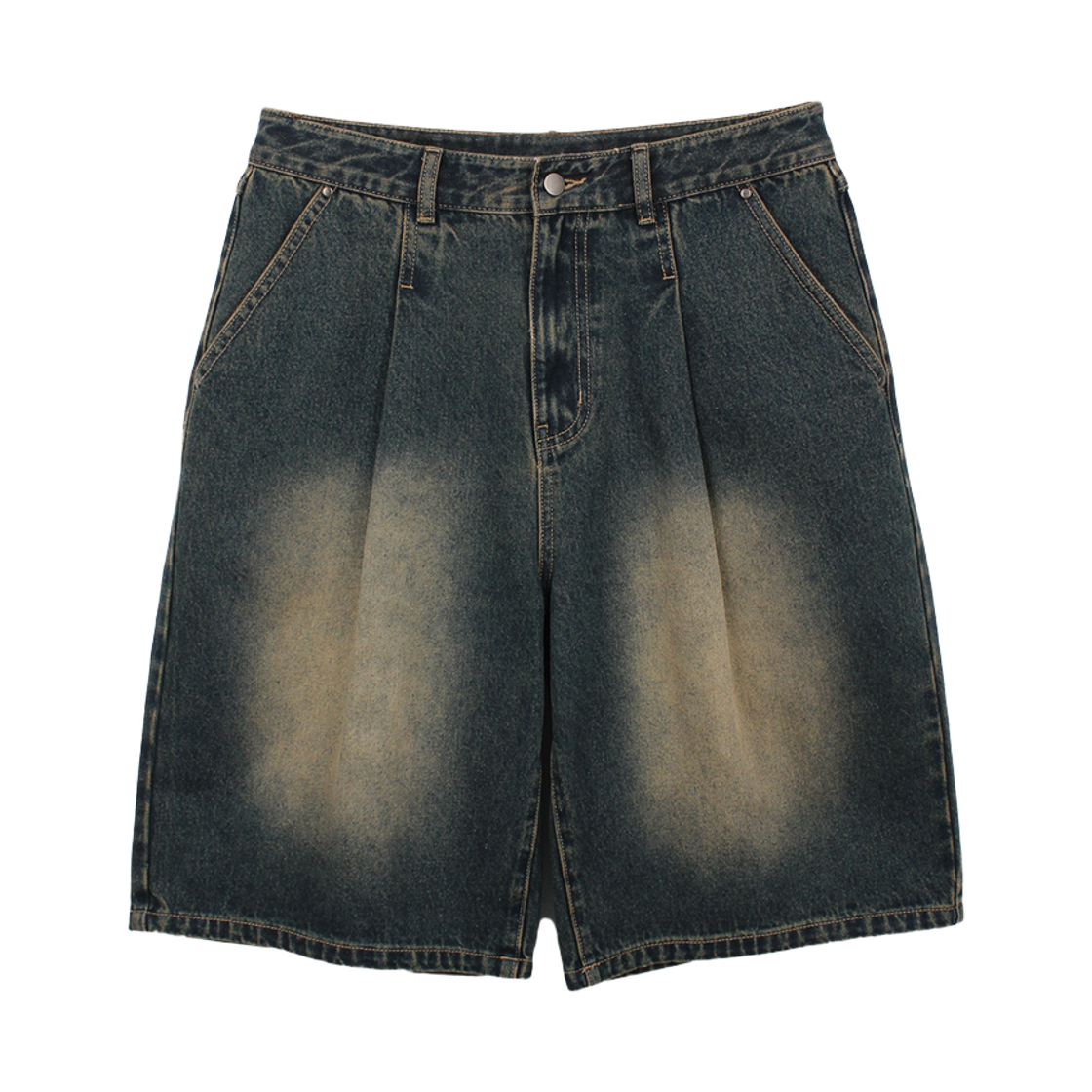 지크립 원턱 버뮤다 데님 쇼츠 하프 반바지 빈티지블루(GCLIP One-Tuck Bermuda Denim Shorts Half Pants Vintage Blue) - 1