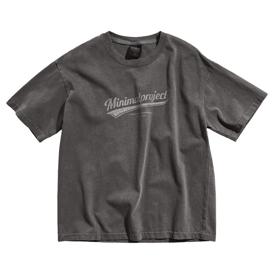 MST188CDG MINIMALPROJECT Washed Drawing Pigment Crop Short Sleeve T-Shirt MST188C Darkgray