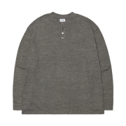 NOMANUAL Henley Neck Knit Long Sleeve Charcoal