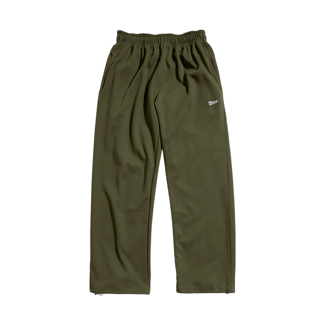 미니멀프로젝트 미니멀 자수 로고 2-WAY 스트링 와이드 스웨트 팬츠 MTP301-Z 카키(MINIMALPROJECT Minimal Needlework Logo 2-Way String Wide Sweat Pant MTP301-Z Khaki) - 1