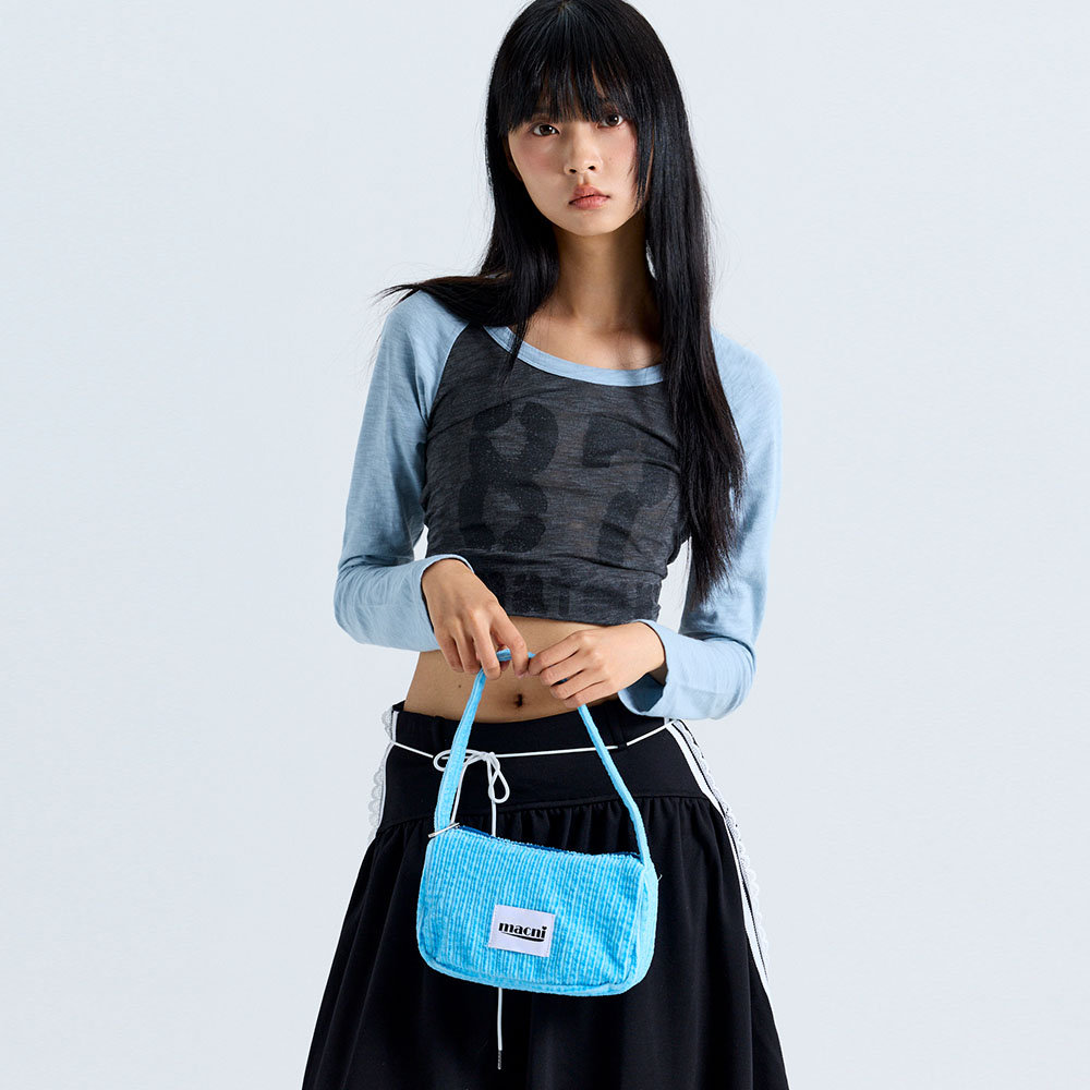 마크니 코듀로이 미니 파우치 숄더백 블루(MACNI Corduroy Mini Pouch Shoulder Bag Blue) - 2