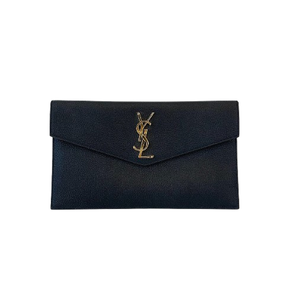 ITQ7V7TUFEEF Saint Laurent Grande De Poudre Embossed Leather Uptown Medium Pouch Black