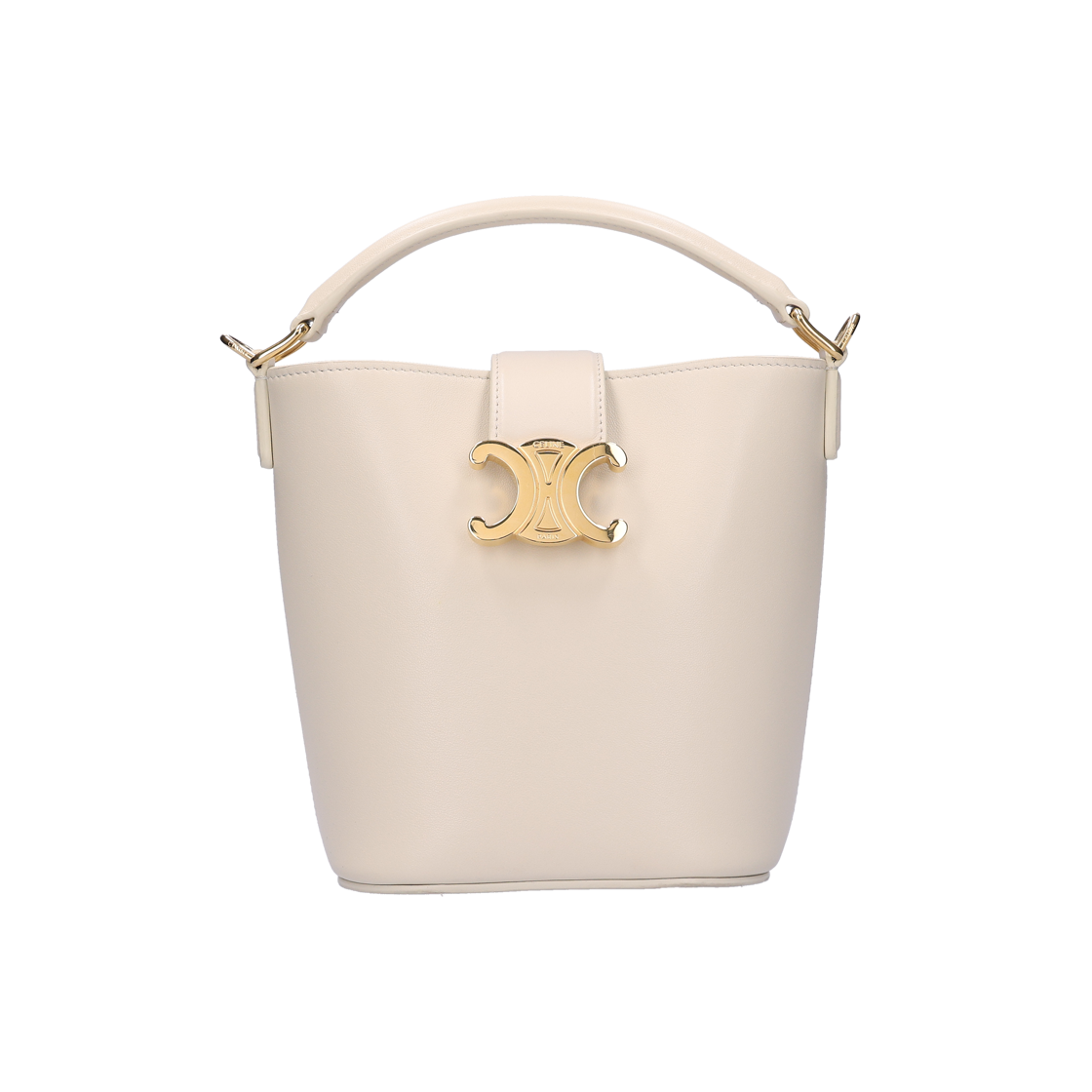 IT282AB3D9N8 Celine Mini Louise Bucket Bag in Cream Leather