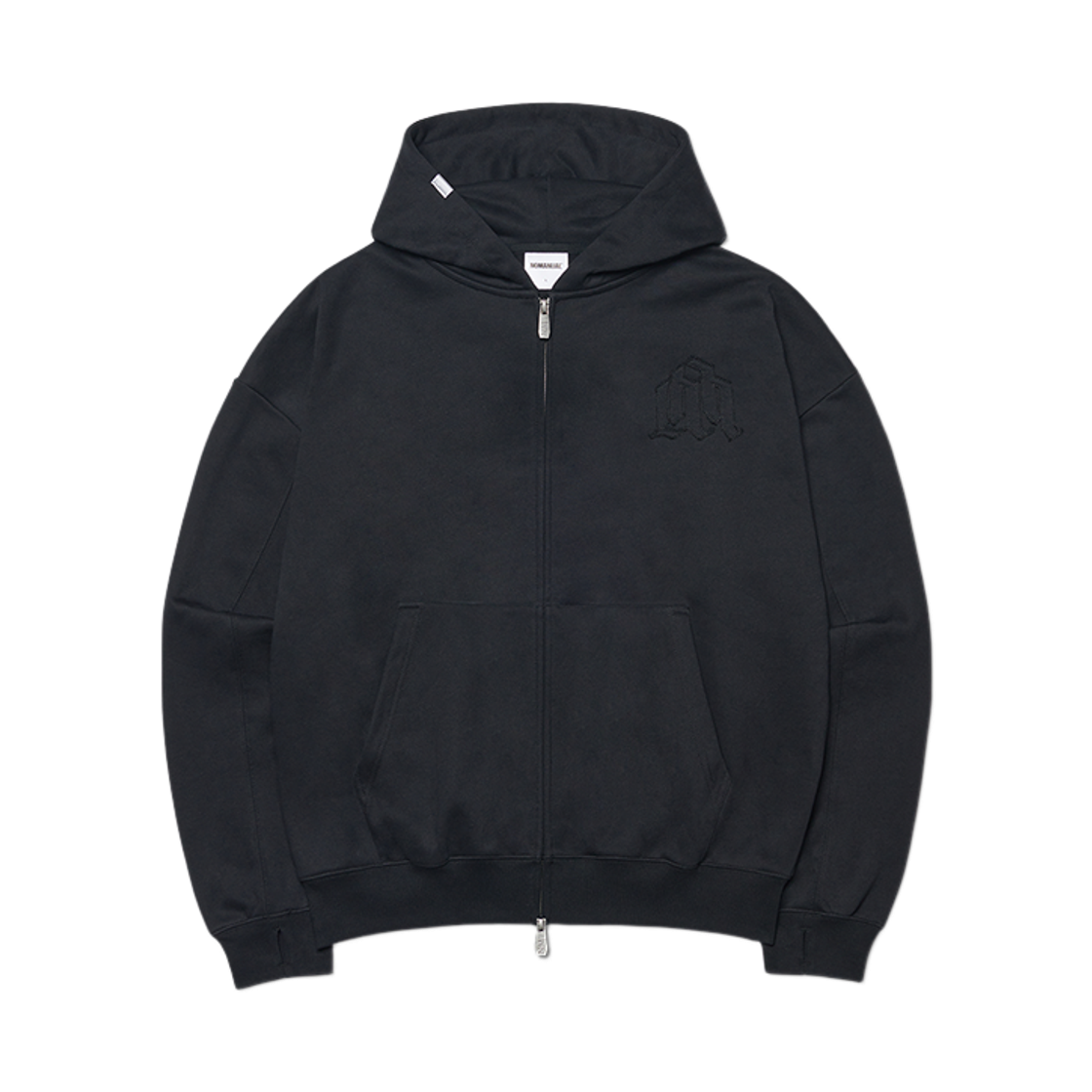 NMWF52HD08BLK NOMANUAL Overlay Logo Hooded Zip-up Black