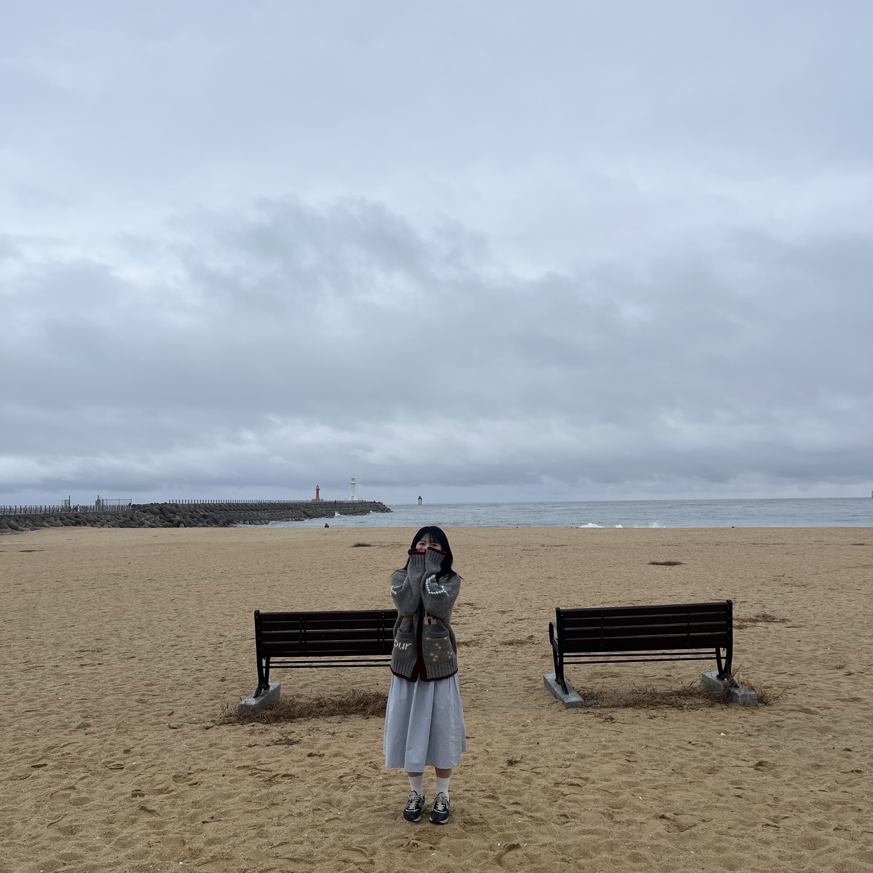 COYSEIO Rina Dress Baby Blue 착용 스타일