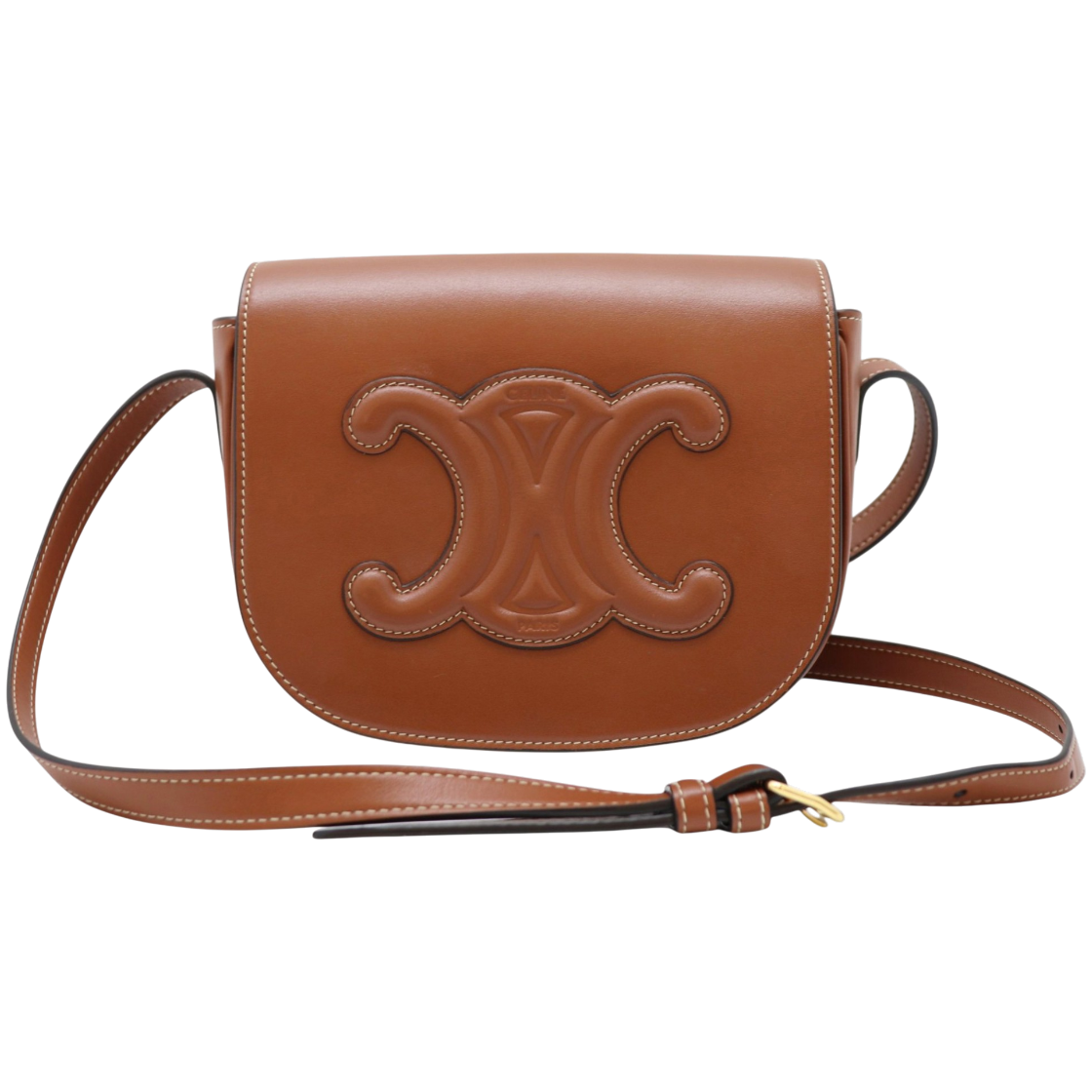 ITK9B4CRBDGF Celine Quir Polka Triumph Crossbody Bag 198263