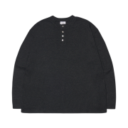 NOMANUAL Henley Neck Knit Long Sleeve Black