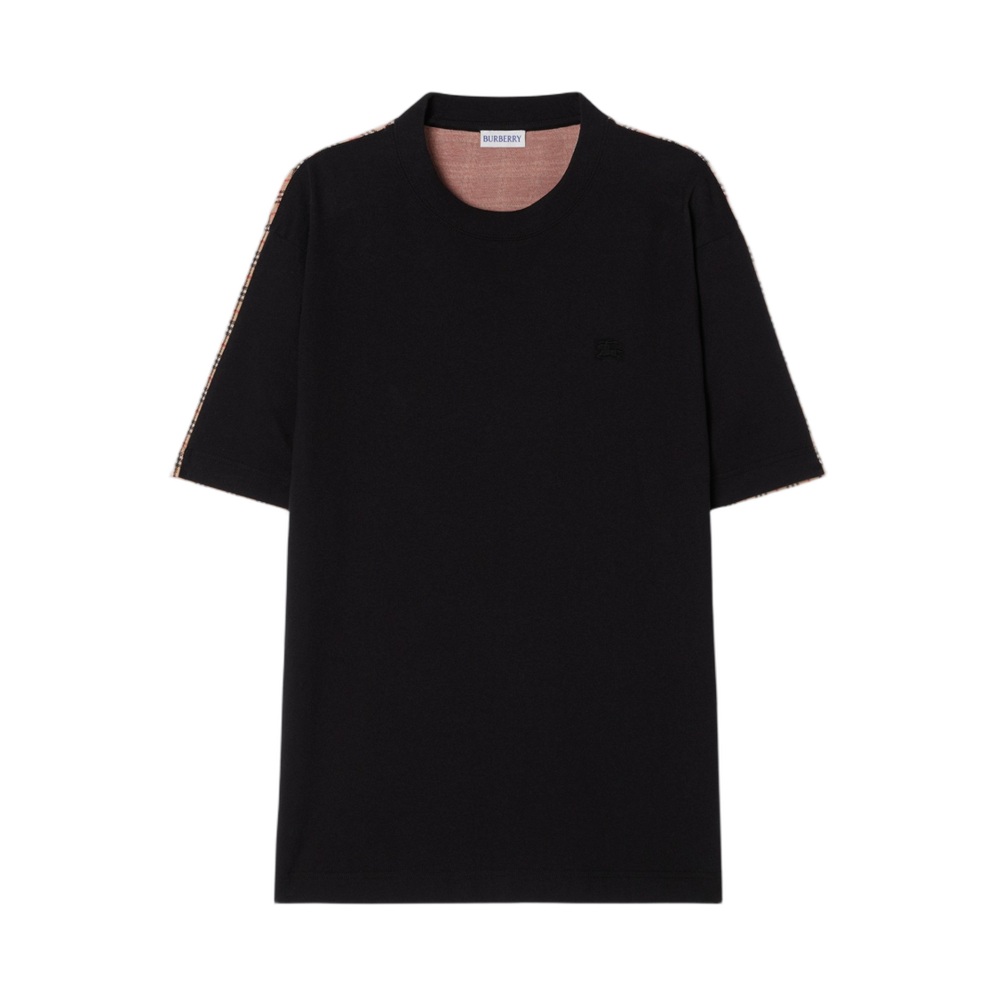 8127608 Burberry Check Cotton T-Shirt Black