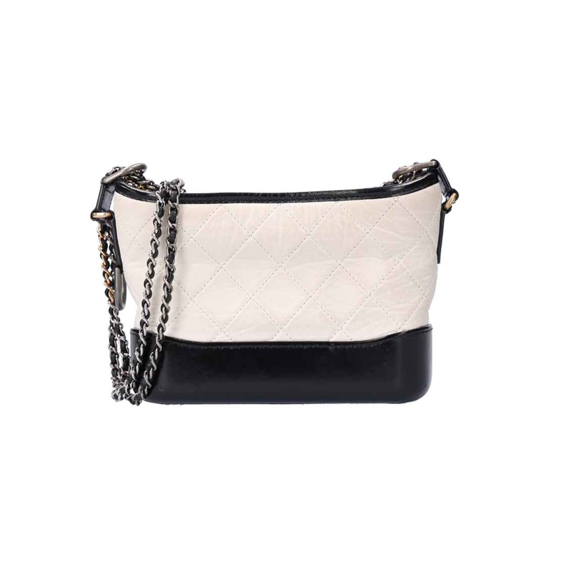 ITVFPBH7MFQJ Chanel Gabrielle Small Hobo Bag Vintage Calfskin White & Black