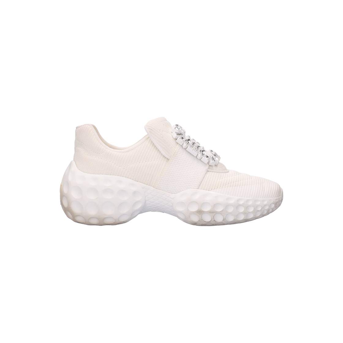ITRDWFFGNT5A Roger Vivier Viv Run Light Strass Buckle Sneakers Mesh White