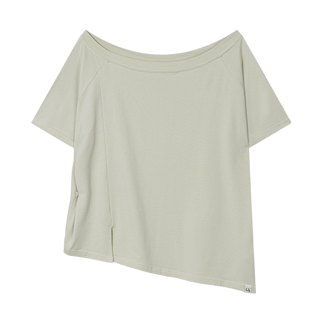 어글리쉐도우 언발란스 버튼 숄더 탑(그린)(Uglyshadow Unbalance Button Shoulder Top(Green))