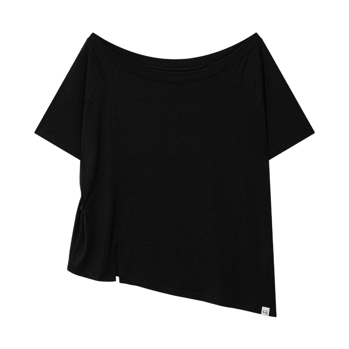 어글리쉐도우 언발란스 버튼 숄더 탑(블랙)(Uglyshadow Unbalance Button Shoulder Top(Black))