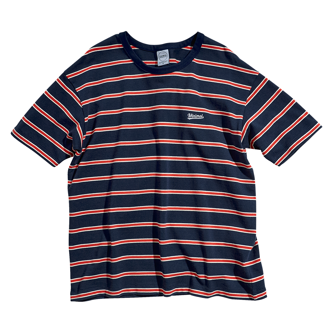 MST183NV MINIMALPROJECT Minimal Embroidered Logo Border Stripe Ringer Short Sleeve T-Shirt MST183 Navy