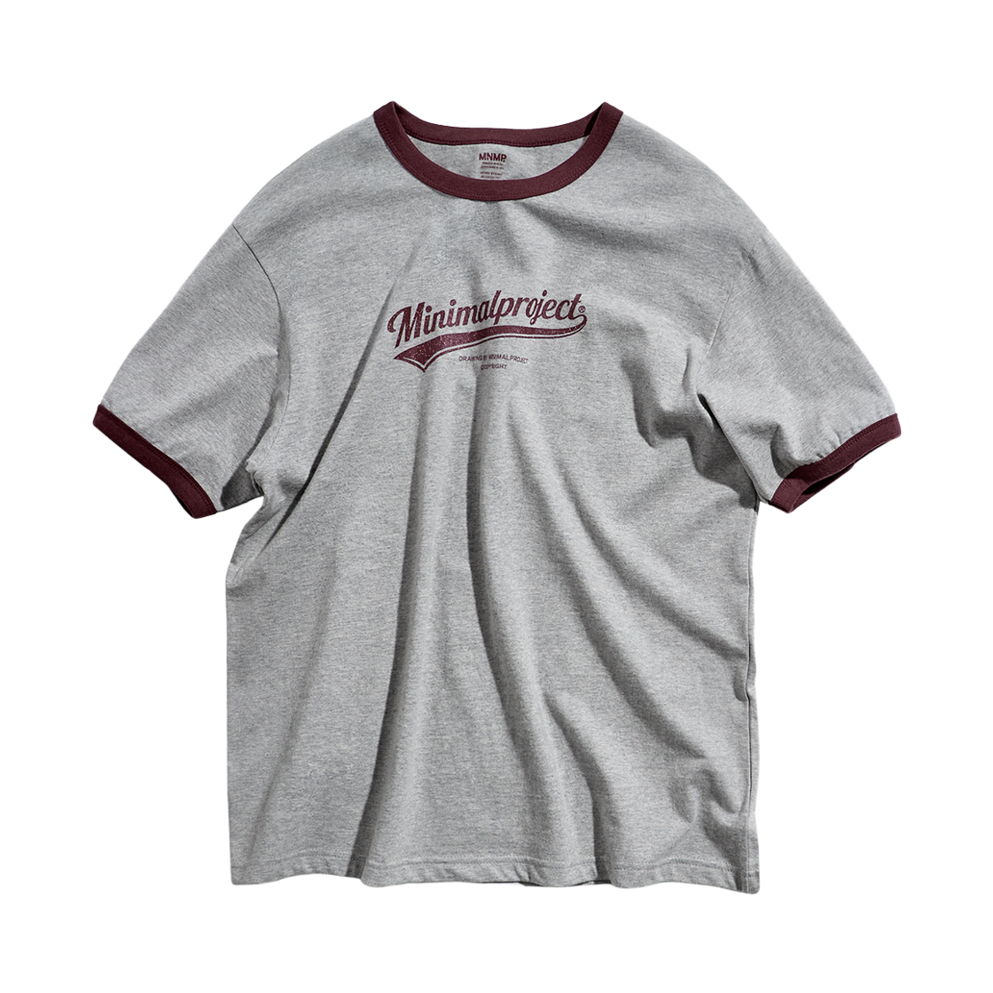 MST185GW MINIMALPROJECT Washed Drawing Ringer T-Shirt MST185 Gray Wine