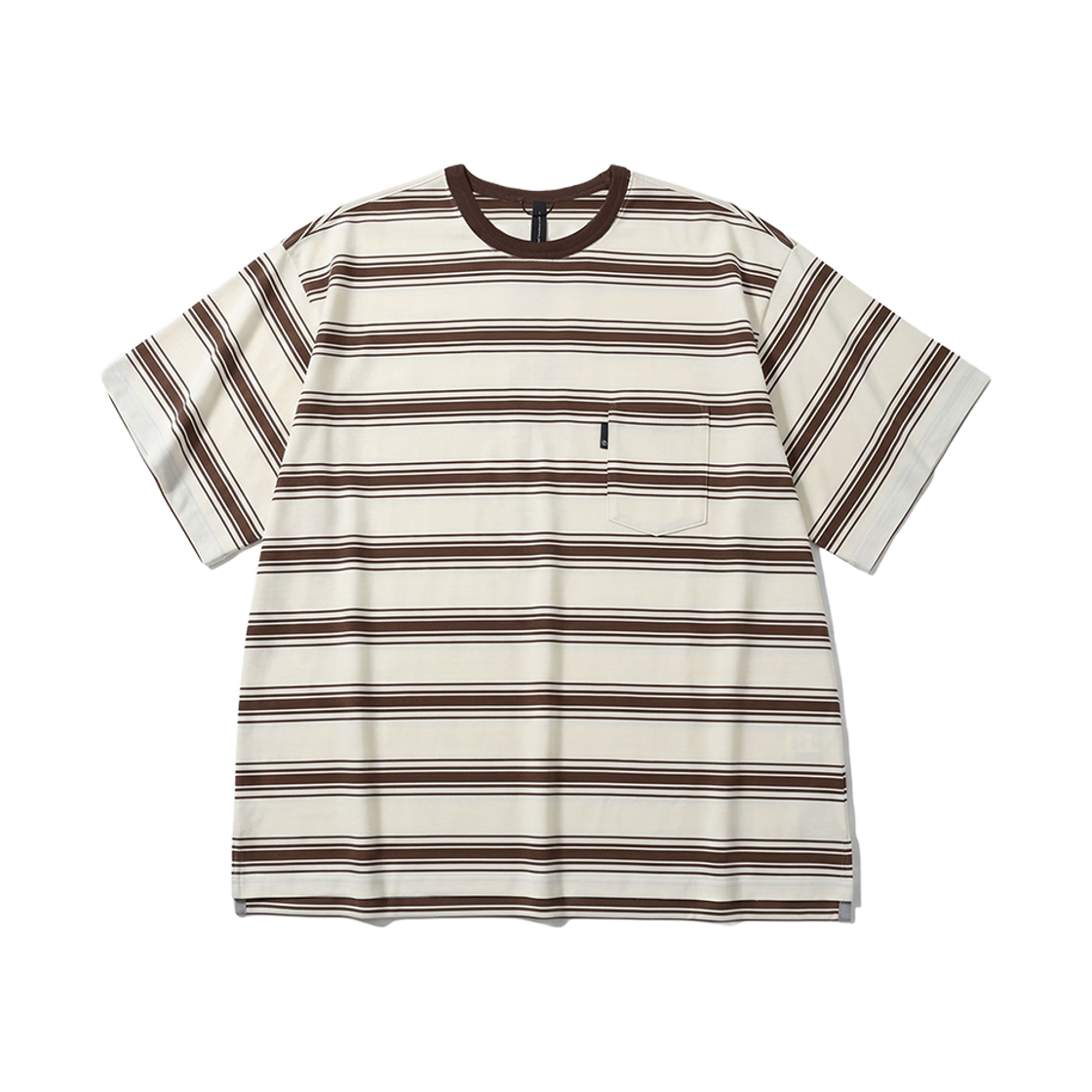 [SS26] 모이프 원 포켓 H/S 티  브라운 스트라이프([SS26] moif One Pocket H/S Tee / Brown Stripe) - 1