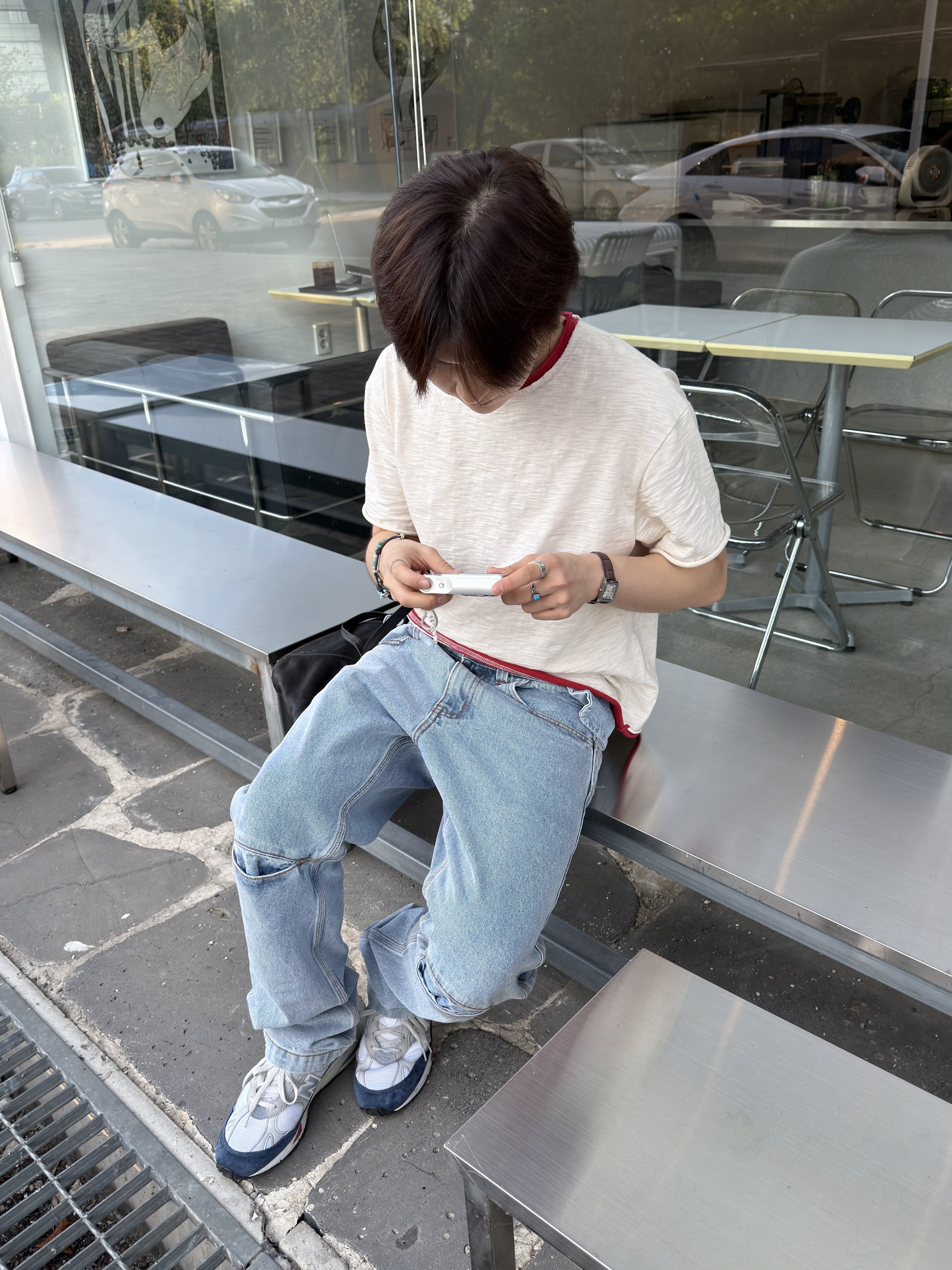 Plastic Product MPa Bag Pants Steel Blue 착용 스타일 - 5