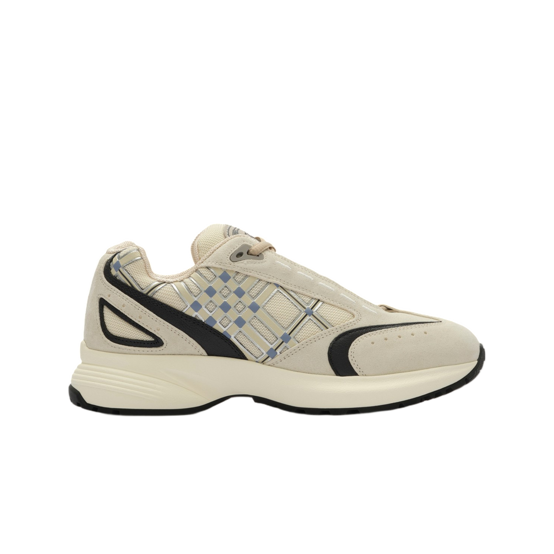 (W) 버버리 레더 스웨이드 앤 레더 이클립스 스니커즈 플래스터 화이트 스토미 블루((W) Burberry Nylon, Suede and Leather Eclipse Sneakers Plaster White Stormy Blue) - 1
