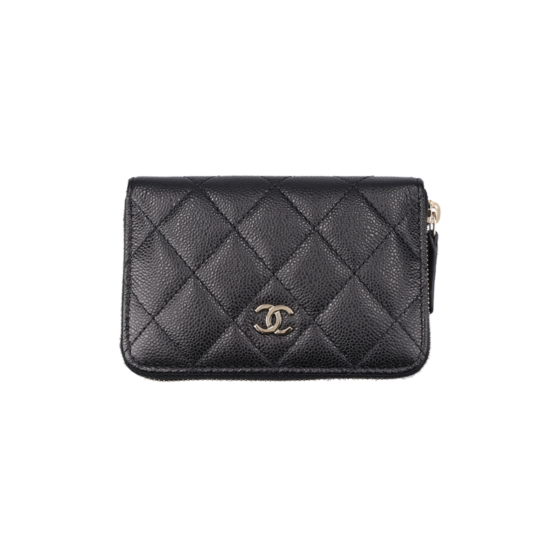 ITTVSBWJOGRF Chanel Black Leather Zip Coin Wallet Gold Hardware