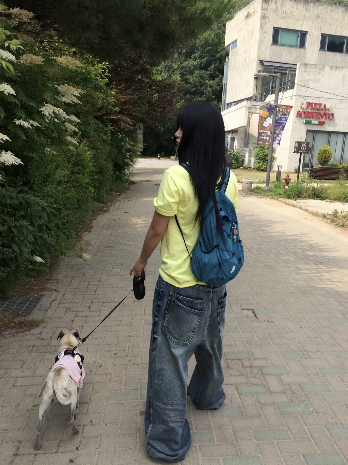 ITSMYHUMOR My Mom Tee Light Yellow, Heisan Ultra-light Compact Pocketbag V2  Nylon - Tealblue (M) 착용 스타일 - 2