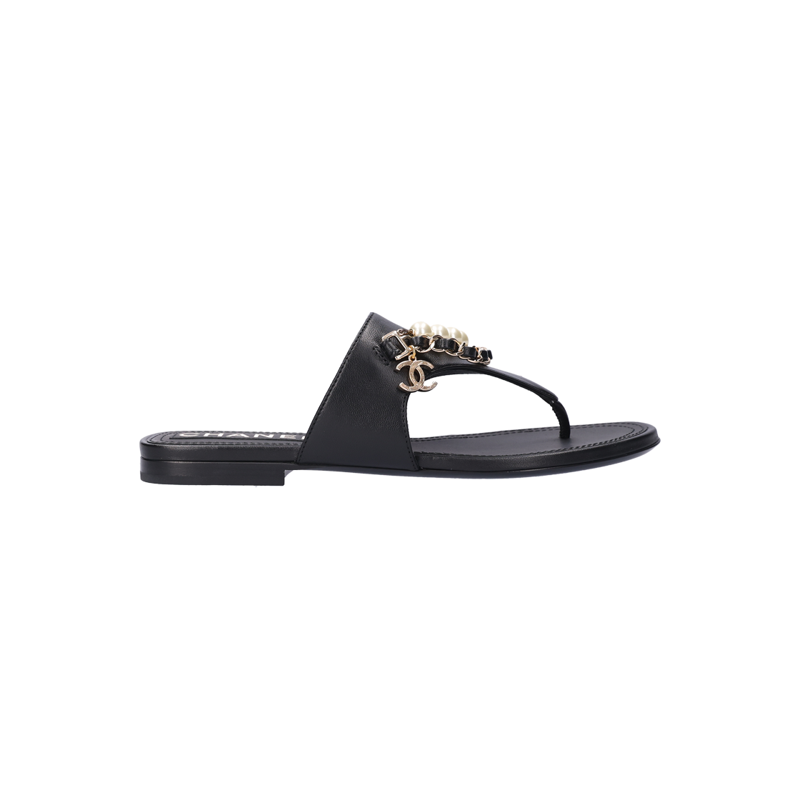 ITRWOHO43O95 Chanel Black Lambskin Sandals