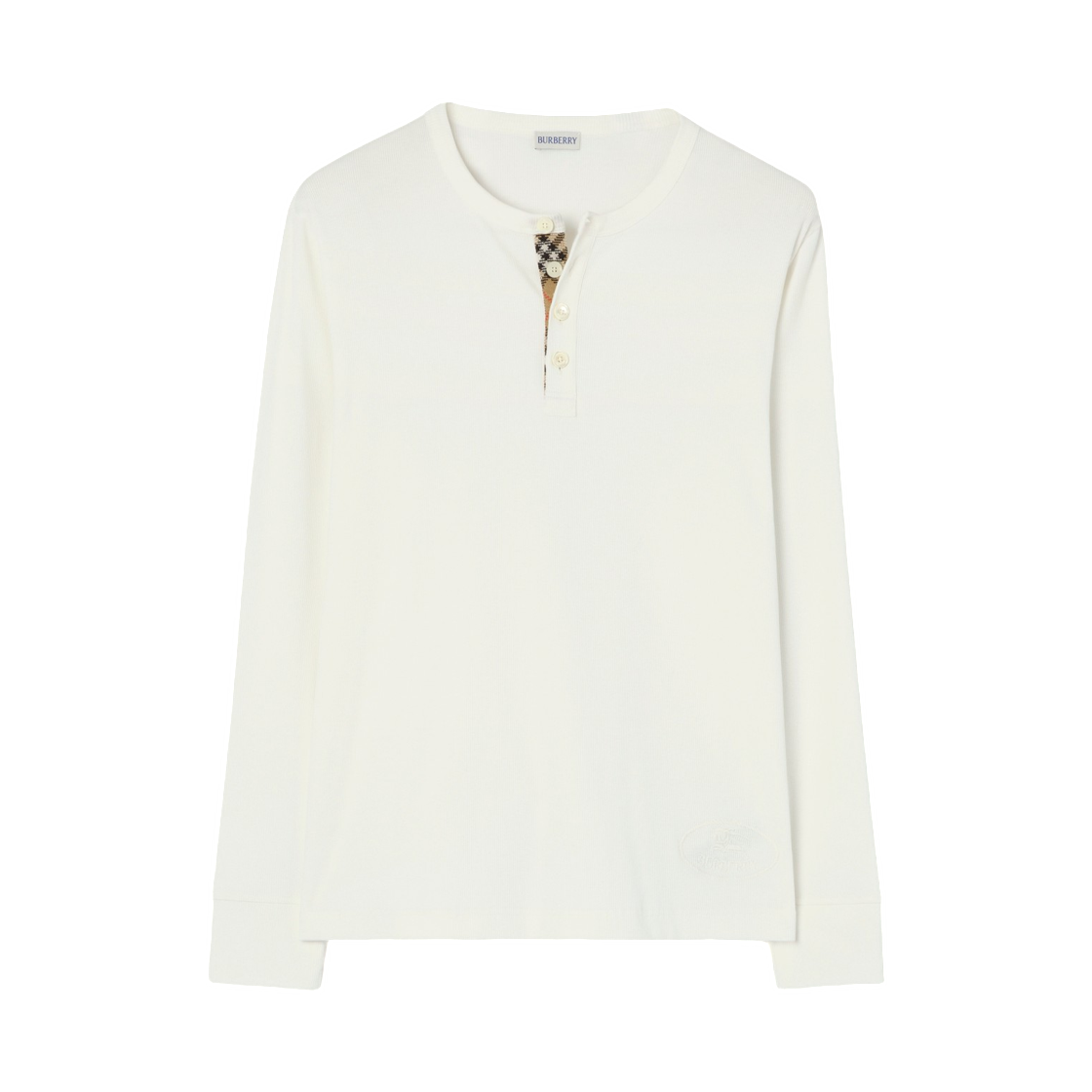 8128299 Burberry Long Sleeve Cotton Top Chalk