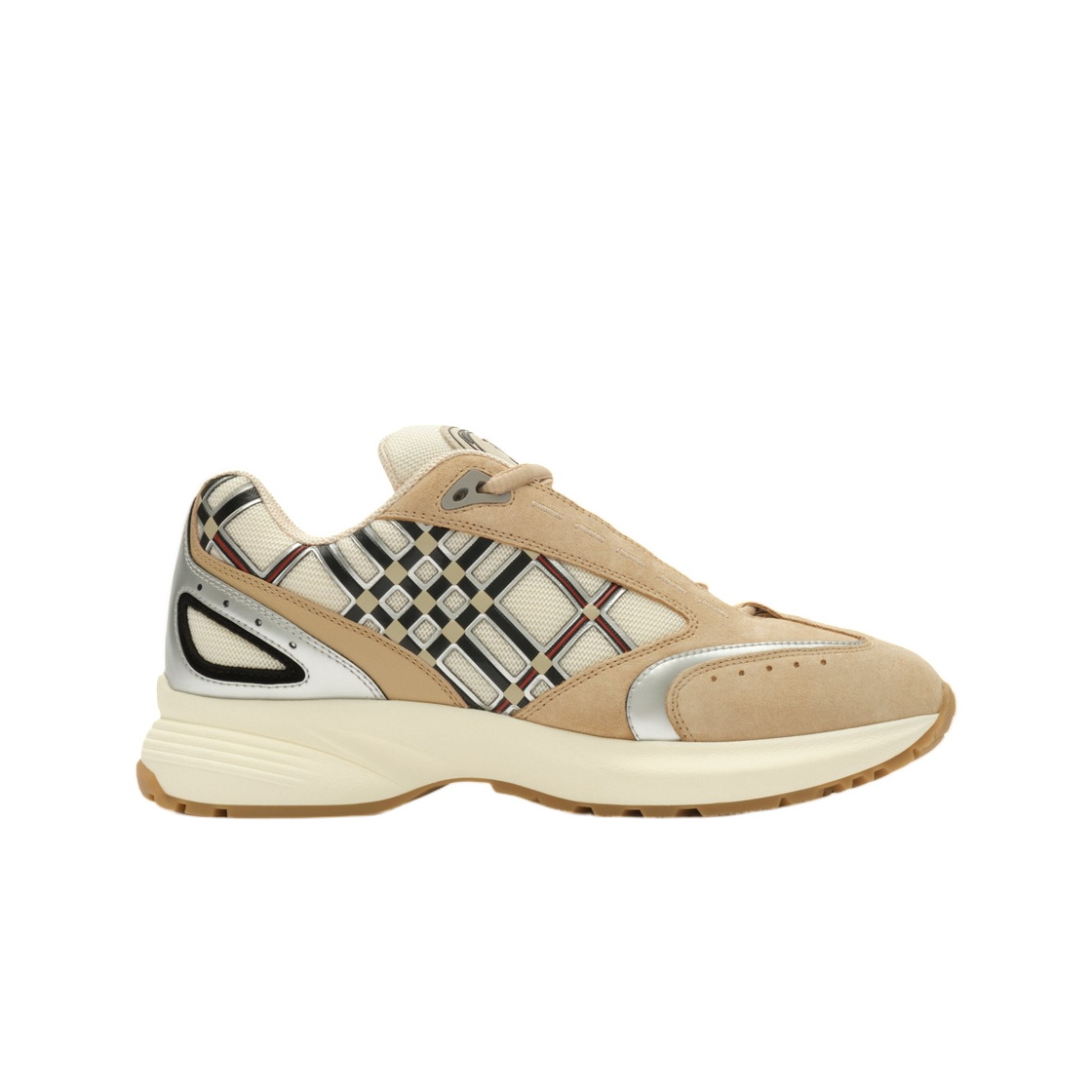 8127853 (W) Burberry Nylon, Suede and Leather Eclipse Sneakers Flax Beige Silver