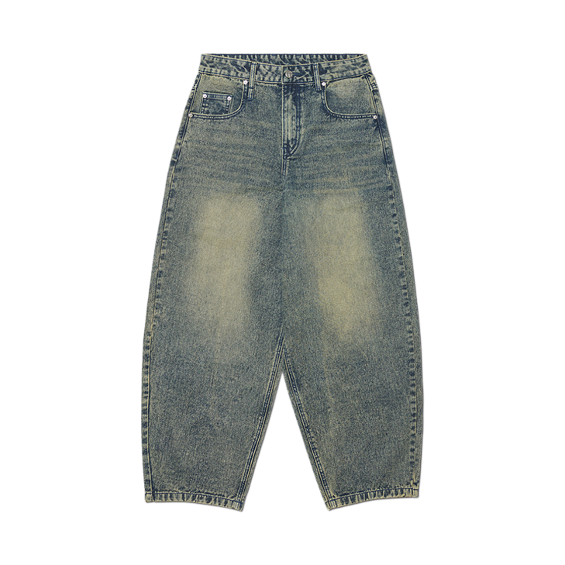 NMWF52DP01WBL NOMANUAL Wave Curved Denim Pants Washed Blue