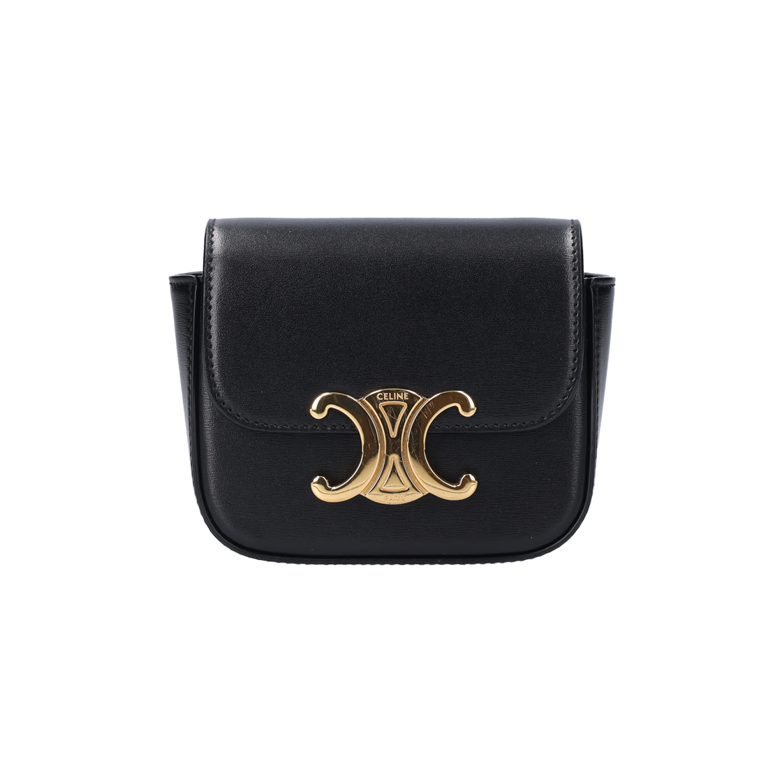 ITVDULP2JKCC Celine Mini Triomphe Claude Bag in Black Leather