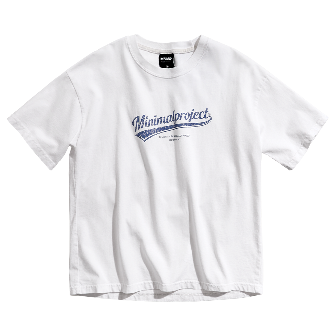 MST188CWH MINIMALPROJECT Washed Drawing Pigment Crop Short Sleeve T-Shirt MST188C White