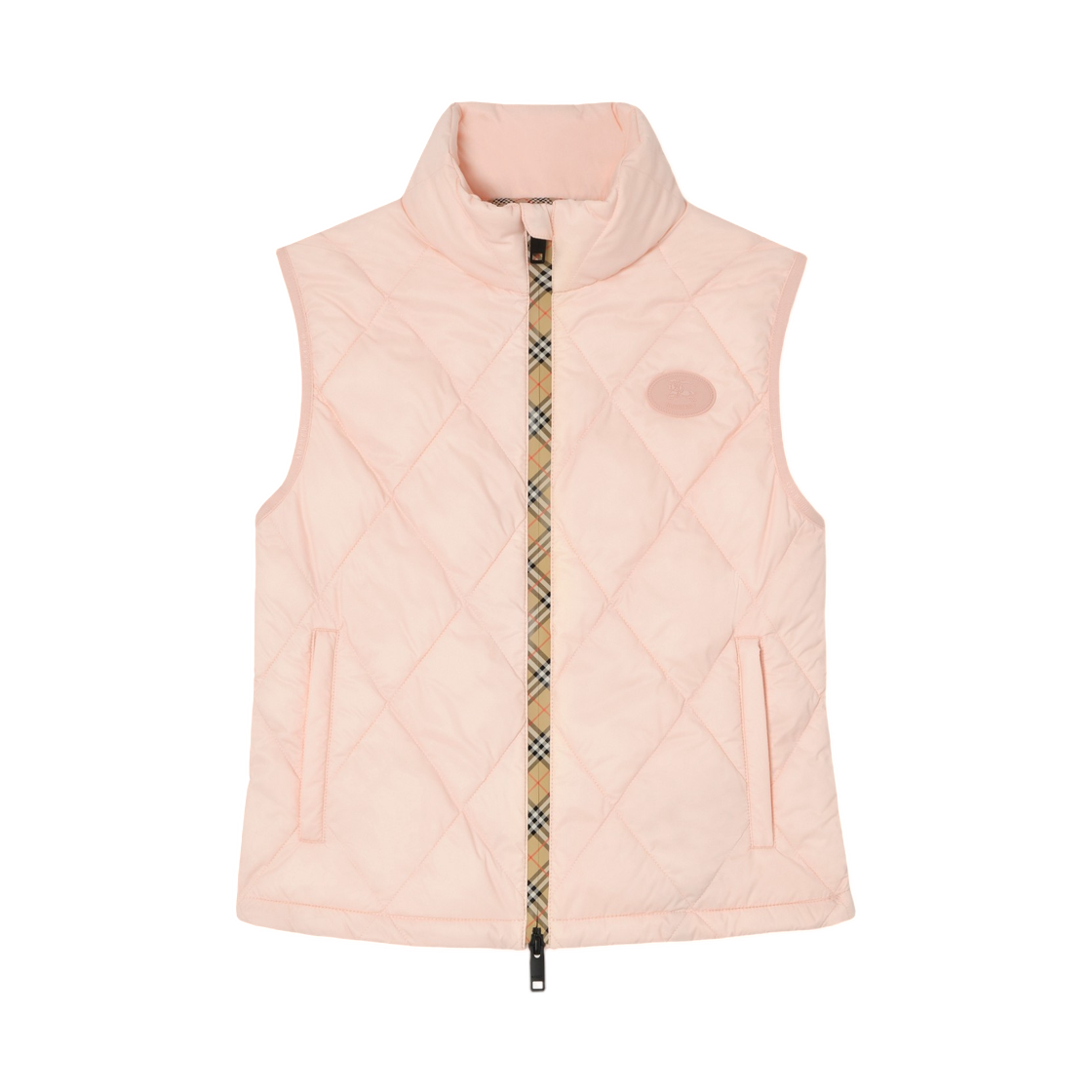 8127262 (W) Burberry Checker Tape Quilted Nylon Cheswick Gilet Compact Pink