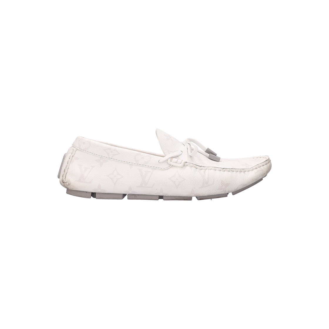 IT2V3U7375IH Louis Vuitton LV Driver Moccasins in White Calfskin