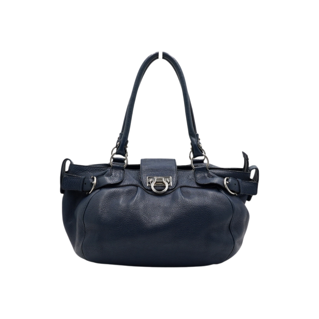 IT8MKCDMHV8J Ferragamo 21 A050 Blue Leather Gancini Lock Shoulder Bag