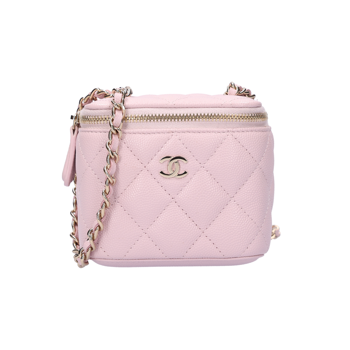 IT6P39RED3MH Chanel Classic Small Chain Cosmetic Case in Pink Leather Gold Hardware