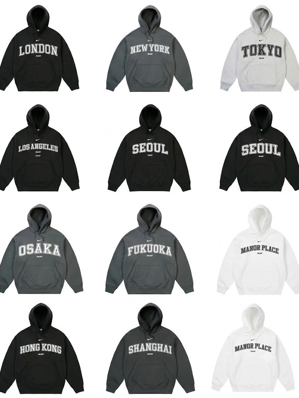 Palace x Nike Shop T-Shirt Seoul White - 26SS, Palace x Nike Shop Hood Seoul Black - 26SS 착용 스타일 - 2