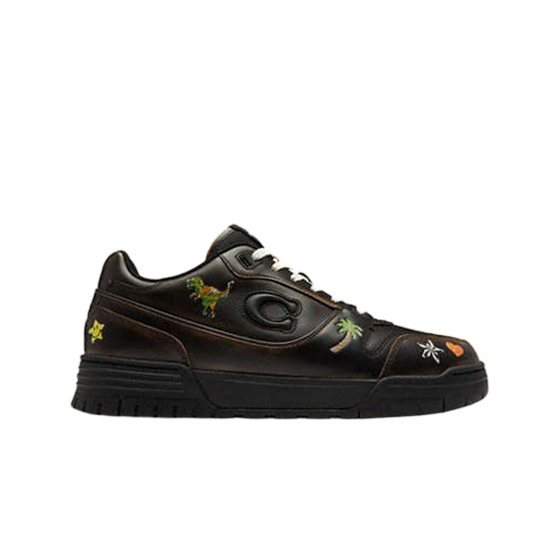 코치 렉스 10주년 벌스데이 소호 스니커즈 스티커 프린트 블랙 멀티 실버(Coach Rexy 10th Birthday Soho Sneaker with Sticker Print Black Multi Silver)
