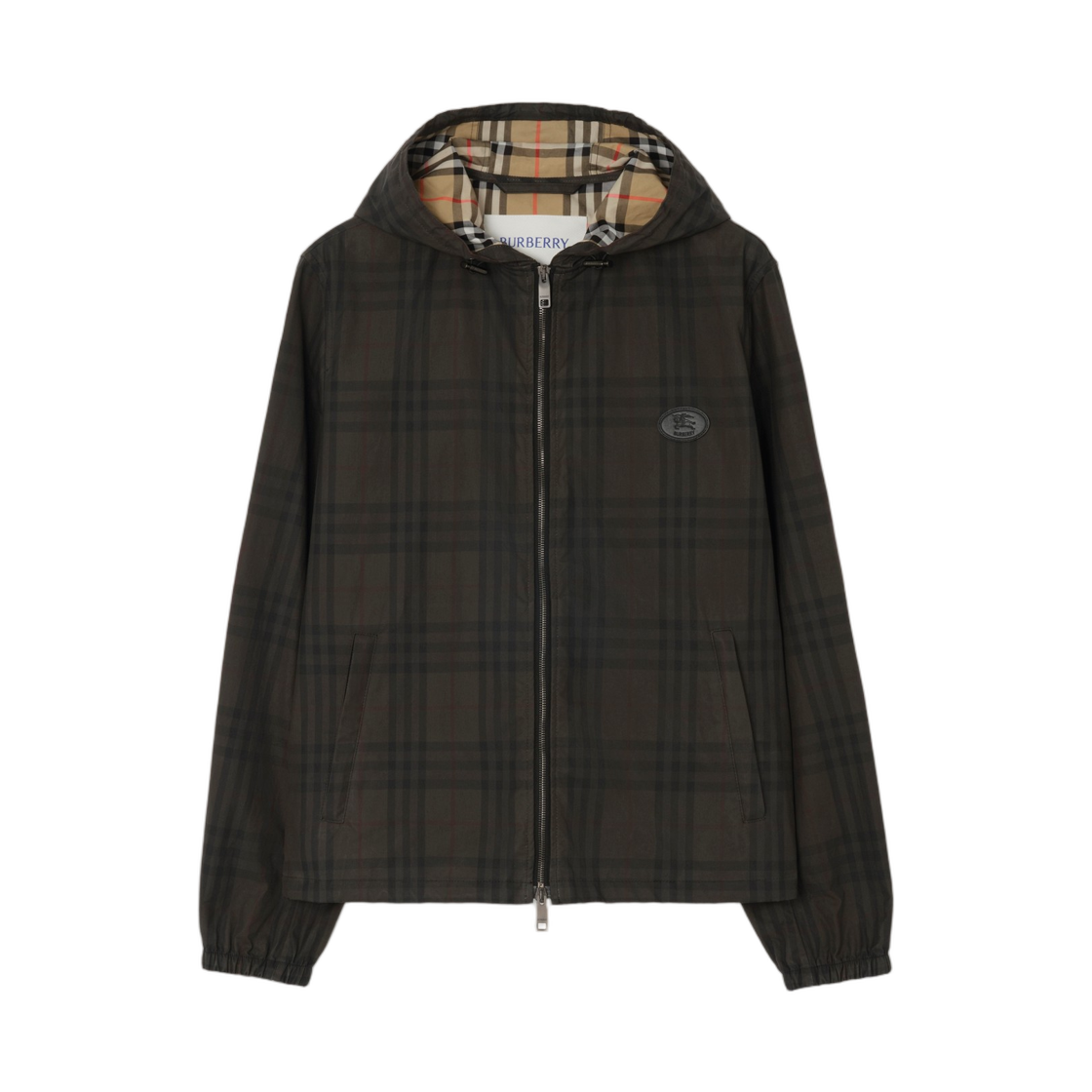 8127541 Burberry Check Cotton Newport Hooded Jacket Sand Beige