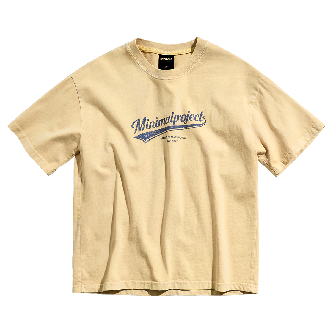 MST188CLB MINIMALPROJECT Washed Drawing Pigment Crop Short Sleeve T-Shirt MST188C Lightbeige