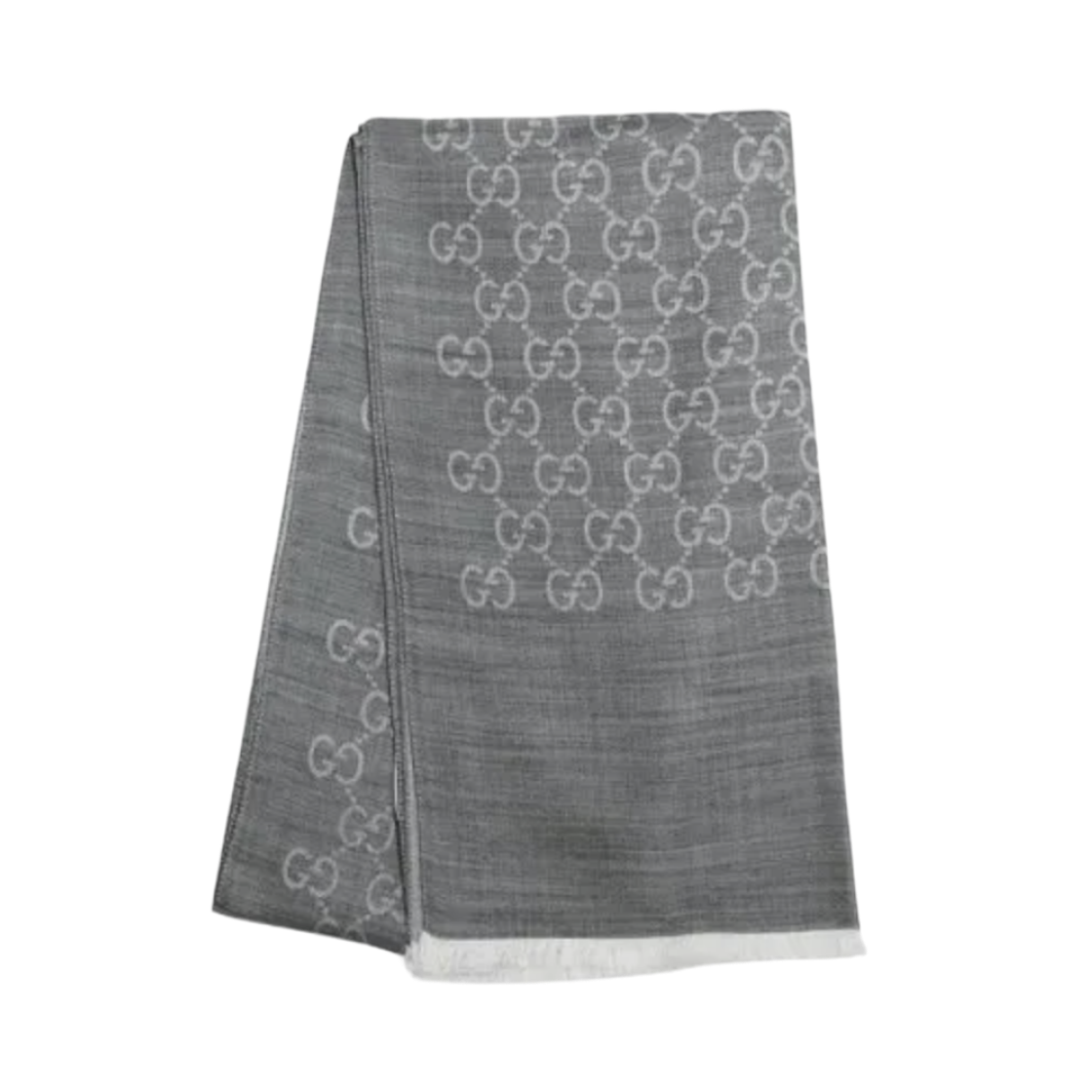 (W) 구찌 GG 울 실크 자카드 스카프 그레이((W) Gucci GG Wool Silk Jacquard Scarf Grey) - 1