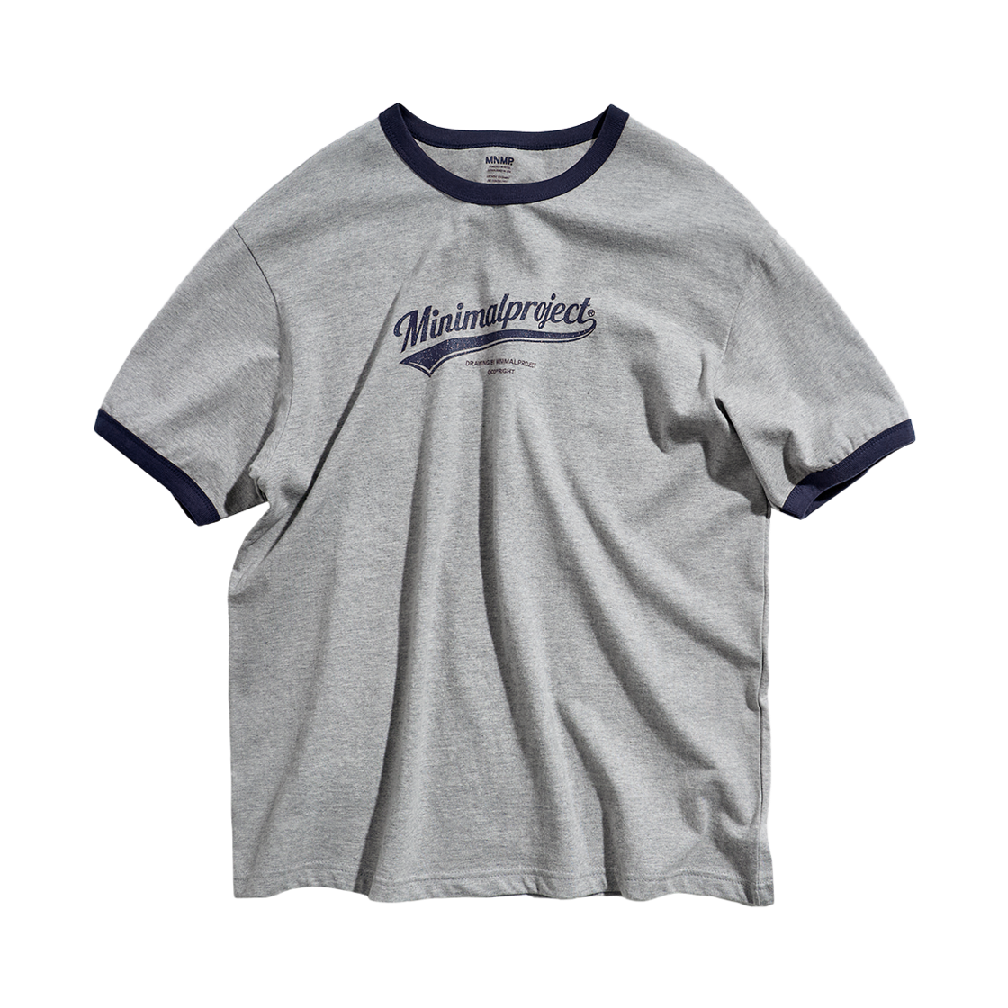MST185GN MINIMALPROJECT Washed Drawing Ringer T-Shirt MST185 Gray Navy