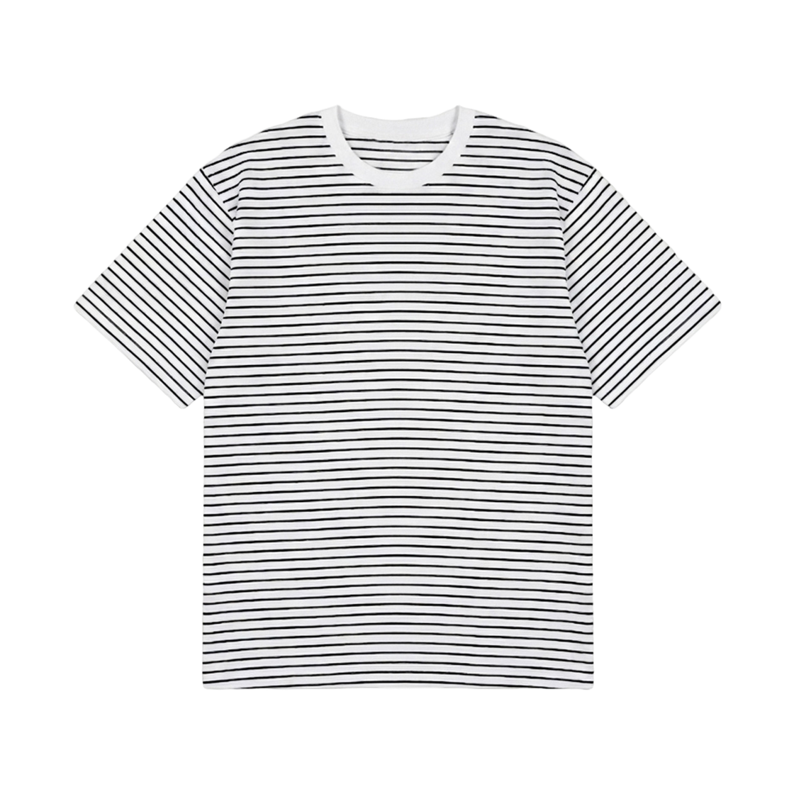 GC단가라(덤블워싱)반팔티-화이트 GCLIP Round Neck Stripe Oversized Fit Short-Sleeved T-Shirt White