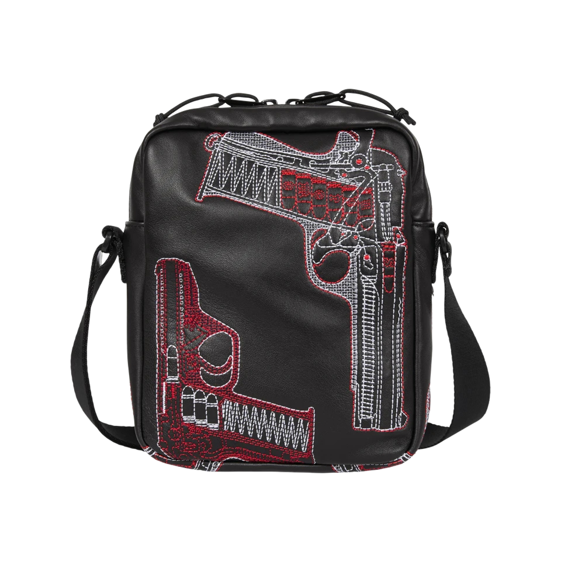 슈프림 건즈 자수 레더 숄더백 블랙 - 26SS(Supreme Guns Embroidered Leather Shoulder Bag Black - 26SS) - 2