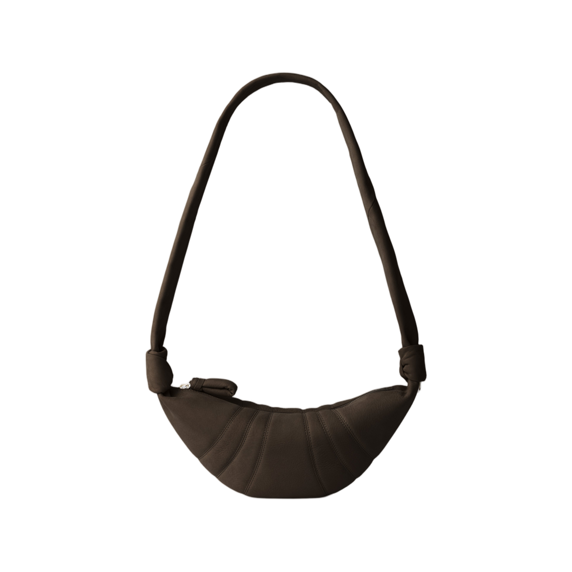 BG0234-LL0189-007 Lemaire Small Croissant Bag in Alpaca Nubuck Ebony Brown