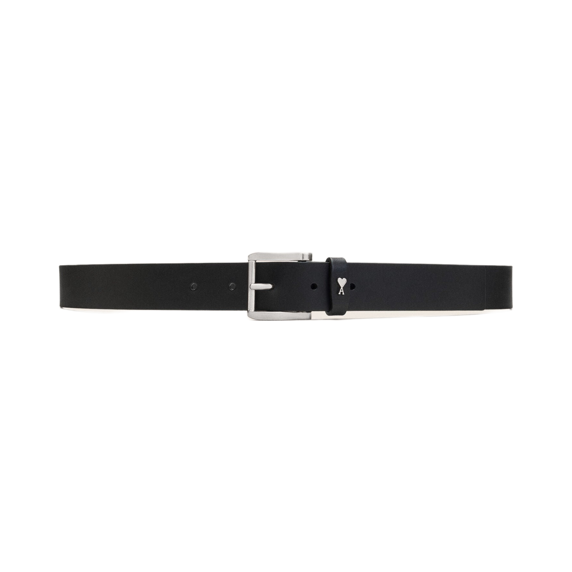 아미 스몰 하트 로고 카우하이드 레더 파리 벨트 30mm 블랙 바이브레이티드 실버(AMI de Coeur Cowhide Leather Paris Belt 30mm Black Vibrated Silver) - 1