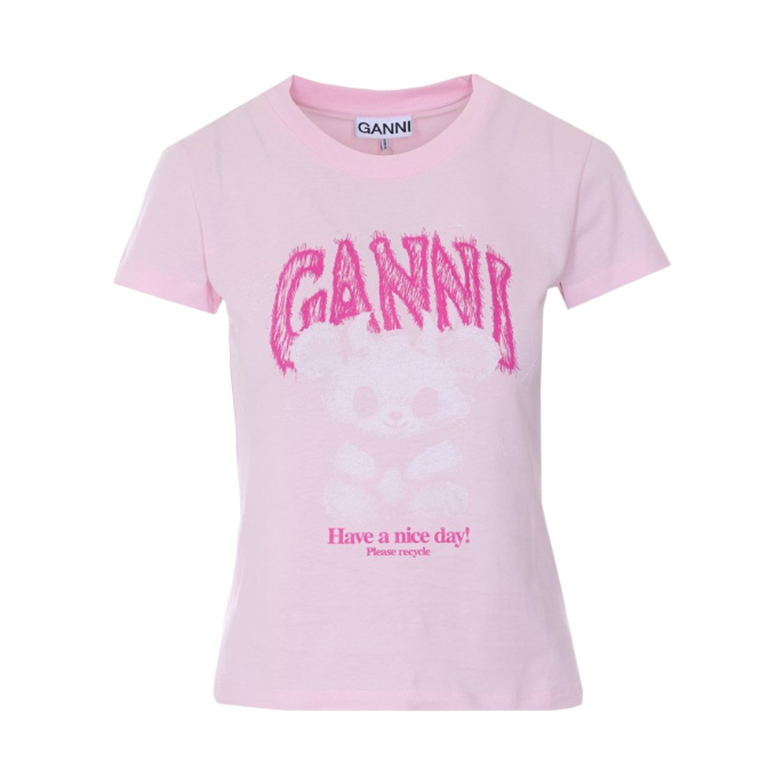 A1050186-868 (W) Ganni Logo Graphic T-Shirt Chalk Pink
