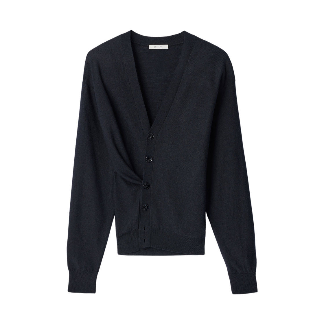 PO0052-LK1063-999 Lemaire Relaxed Twisted Cardigan in Merino Blend Black