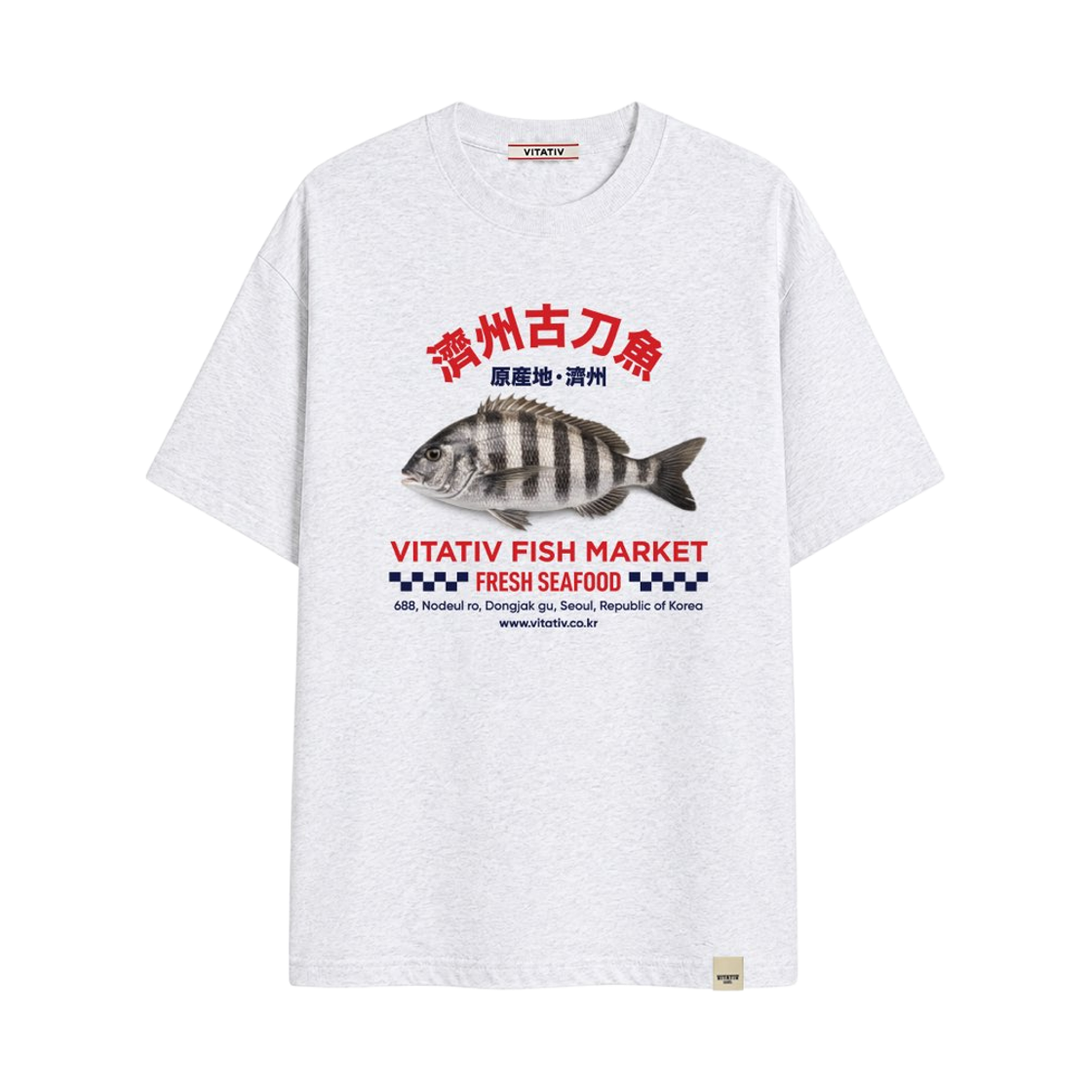 비타티브 돌돔티 백메란지(VITATIV Rock Bream Tee Light Grey)