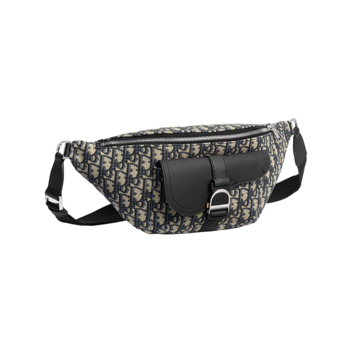 1ADBO097YKV-H27E Dior Saddle Heritage Belt Bag Dior Oblique Jacquard Grained Calfskin Beige Black