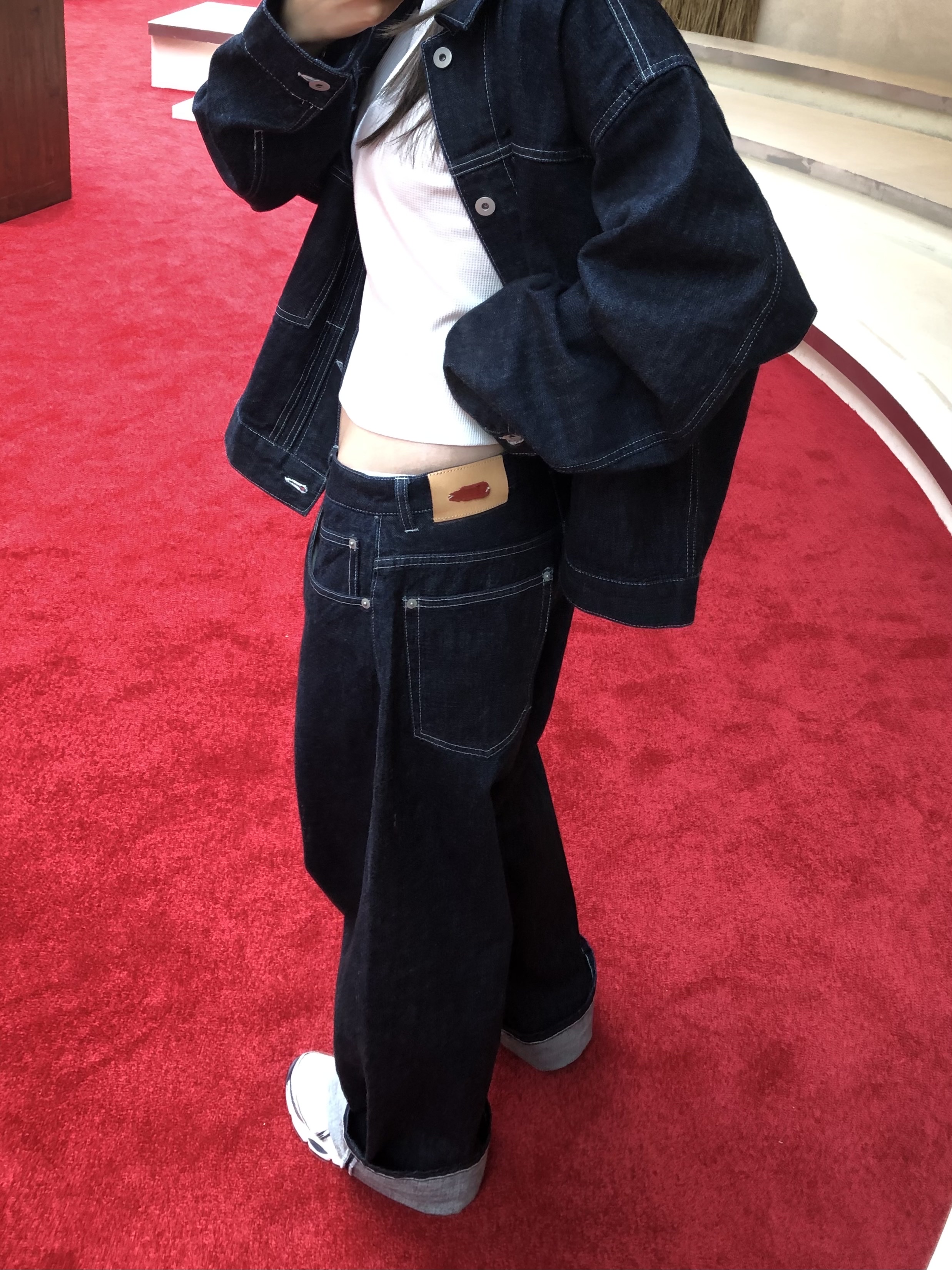 AKRYL Denim Boxy Jacket One Wash - 26FW, AKRYL Denim Boxy Pants One Wash - 26FW 착용 스타일 - 4