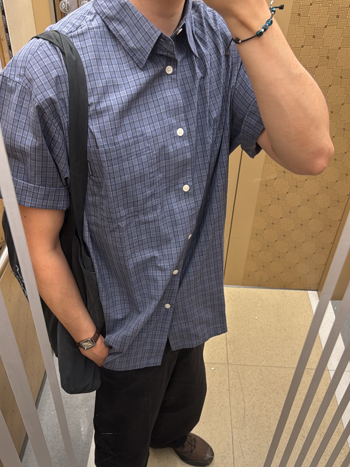 Thisisneverthat Check Shirt Navy, Casio LTP-V007L-9B 착용 스타일 - 1