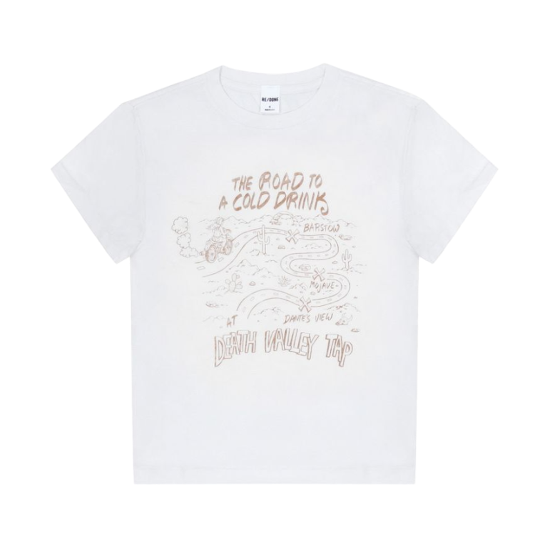 (W) 리던 클래식 데스 밸리 탭 티셔츠 빈티지 화이트((W) Re/Done Classic Death Valley Tap T-Shirt Vintage White)